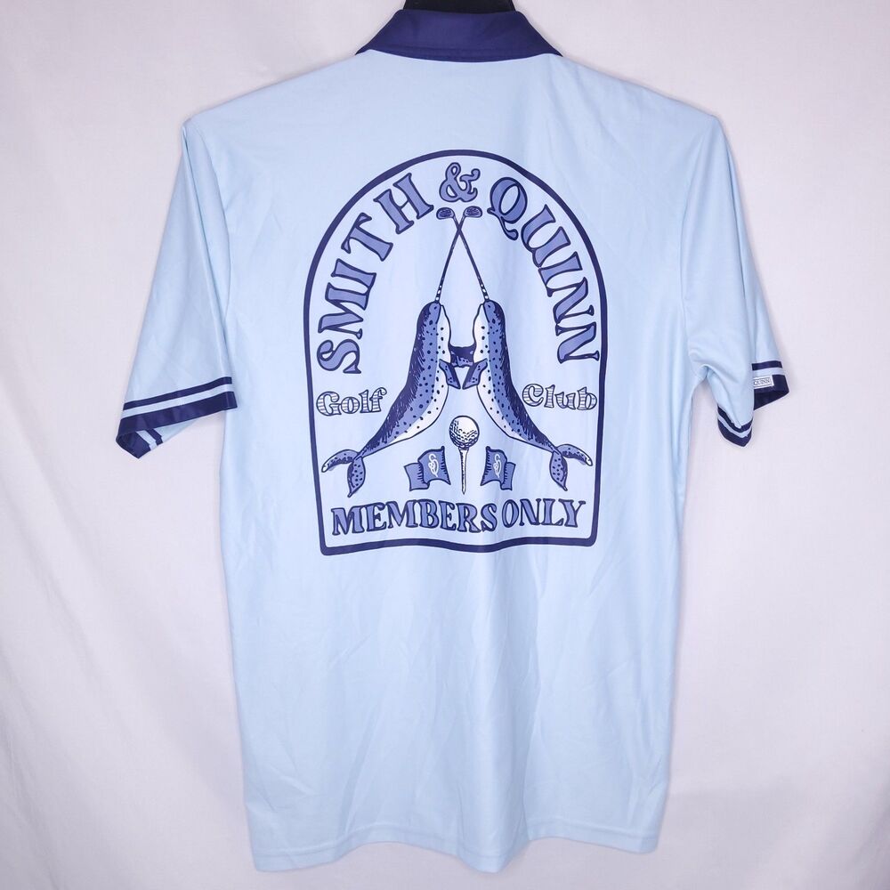Smith & Quinn Polo Shirt Mens Medium Light Blue Members Only Narwhal